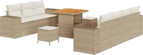 vidaXL Kerti Kanapé Szett 10 pcs Bézs polirattan