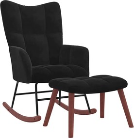 vidaXL Hintaszék lábtartóval 2 pcs Fekete Bársony