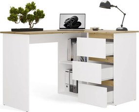 NICEA íróasztal 120x48.5x75 cm, jobbos, tölgy-fehér