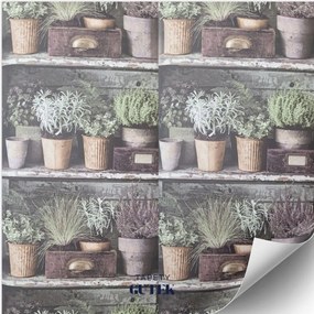 Fali tapéta, növényzet, kaspók, virágok, FC3101