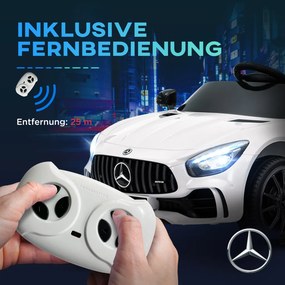 AIYAPLAY Elektromos gyerekautó, Mercedes, 3-5 km/h, távirányító, fények és zene, fehér
