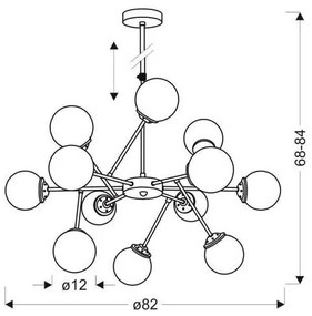 Csillár rúdon BEST 12xE14/40W/230V