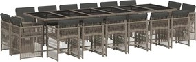 vidaXL 17 részes szürke polyrattan kerti étkezőgarnitúra párnával