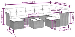 10 részes bézs polyrattan kerti ülőgarnitúra párnával