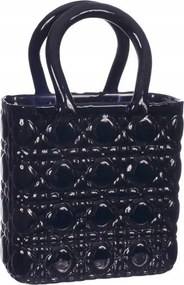 Üveg Váza Kézitáska 22 cm Sötétkék, fogantyúkkal