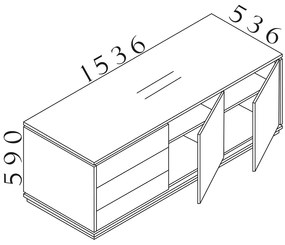 Alkotó konténer 153,6 x 53,6 cm, 3 modulos, fehér / wenge