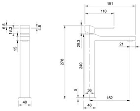 OMNIRES SL7712GR - Mosdócsap SLIDE 27,8 cm csiszolt grafit