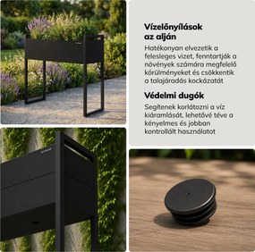 Magas fém virágcserép-burkolat, fekete, 1000x1000x380 mm: MARGARET H