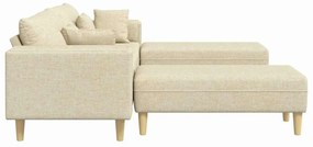 Szövet kanapé párnával 3 pcs Krém 208 cm szövet