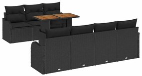 vidaXL Kerti Kanapé Szett párnával 8 pcs Fekete