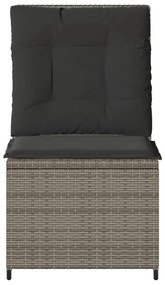 szürke polyrattan dönthető kerti kanapé párnákkal