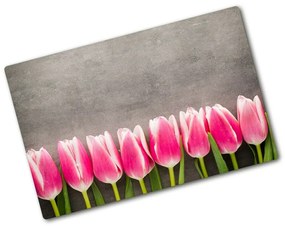 Üveg vágódeszka Rózsaszín tulipánok pl-ko-80x52-f-102142486
