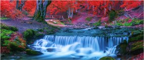 Kép Vízesés egy vörös erdőben (120x50 cm)