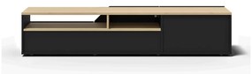 Fekete-natúr színű TV-állvány tölgyfa dekoros asztallappal 180x38 cm Verone – TemaHome