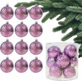 12 db Lila, CsillogĂł KarĂĄcsonyfa DĂsz gömb, Levendula SzĂnƱ gömbök karĂĄcsonyfĂĄra, DekorĂĄciĂł