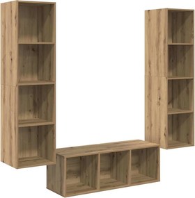 vidaXL TV szekrény garnitúra 3 pcs Artisan tölgy Faanyag