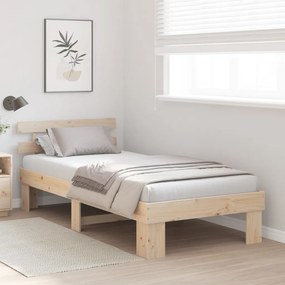 Ágykeret Fejtámlával 80x200 cm Tömör Fa Fenyő