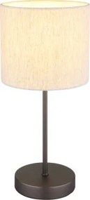 Globo 51540108 Asztali lámpa, fém matt fekete-króm, krém színű vászon, kábel PVC fekete, billenőkapcsoló a kábelen, ø: 170mm, M: 370mm, kábelhossz 1500mm, 1x E27 25W 230V izzó nélkül