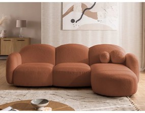 Terrakotta színű buklé sarokkanapé (jobb oldali-heverő résszel) Orbit – Ropez