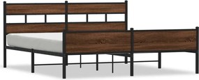 vidaXL barna tölgy színű fém ágykeret matrac nélkül 183 x 213 cm