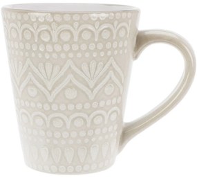 Ethnic kőagyag bögre, 300 ml, bézs