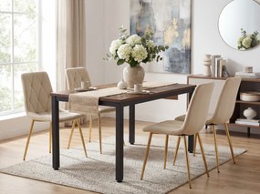 Világos bézs bársony étkezőszék LIBRA arany lábakkal