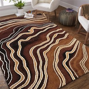 Modern barna szőnyeg absztrakt motívummal Szélesség: 180 cm | Hossz: 250 cm