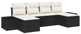 Kerti Kanapé Szett 6 pcs Fekete és krémszínű 184 x 62 x 85 cm