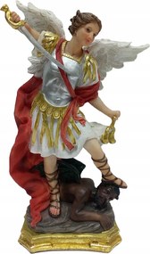 Szent Mihály arkangyal figura 30cm arany piros