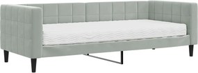vidaXL világosszürke bársony kanapéágy matraccal 80 x 200 cm