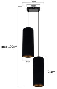 Csillár zsinóron AVALO 2xE27/60W/230V á. 20 cm fekete