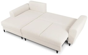 Bézs buklé kinyitható tárolóhelyes sarokkanapé (bal oldali-heverő résszel) Kyoto – Cosmopolitan Design