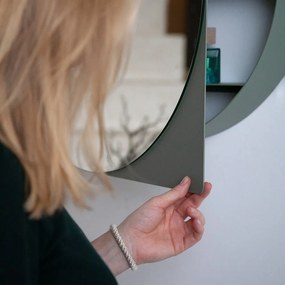 Szürkészöld fém fali-tükrös fürdőszoba szekrény 55x55 cm Sonnet – Spinder Design