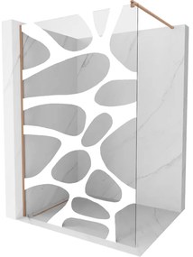 Mexen Kioto, Walk-In zuhany paraván 90 x 200 cm, 8 mm átlátszó üveg fehér mintás, réz matt profil, 800-090-101-65-97