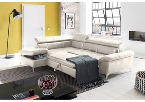 Bőrkárpitos, balos, L-alakú SALERNO II sarokkanapé, bézs színű