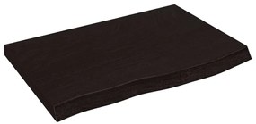 sötétbarna kezelt tömör tölgyfa fali polc 60x40x(2-4) cm