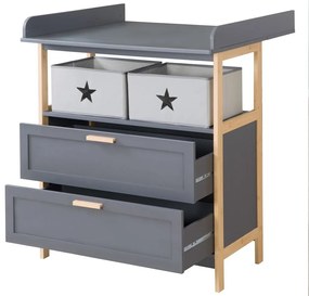 Antracitszürke alacsony gyerek komód 87x75 cm Berlin – Roba