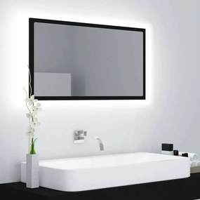 Fekete akril led-es fürdőszobai tükör 80x8,5x37 cm