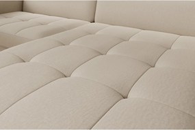 Bézs bársony kinyitható-tárolóhelyes sarokkanapé (jobb oldali-heverő résszel) Gomsi – ELTAP