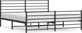 vidaXL fekete fém ágykeret fej- és lábtámlával 200 x 200 cm