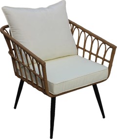 Kerti fotel, természetes/fekete/bézs, ARALY