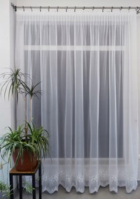 Mg Ora Fátyol Fehér hímzés 430x250cm varrott szalaggal lengyel