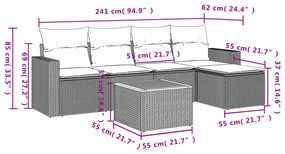 6 részes bézs polyrattan kerti ülőgarnitúra párnával