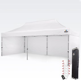 Alumínium mobil sátor pavilon 4x8 m motorsporthoz és depóhoz - plusz 3 oldalfal - Fehér