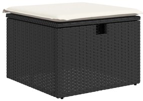 9 részes kerti kanapé szett párnákkal fekete poly rattan akáccal
