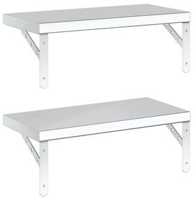 2 db ezüstszínű rozsdamentes acél fali polc 50 x 23,5 cm
