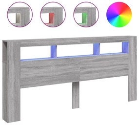 szürke sonoma szerelt fa LED-es fejtámla 220 x 18,5 x 103,5 cm