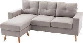 HOMCOM L-alakú Szövet Kanapé, Átkonfigurálható Sarokkanapé 3 Személyre, Ülőbútor a Nappaliba, Világosszürke, 193 x 136 x 85 cm | Aosom