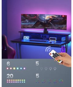 SOLEA-X fekete íróasztal háttérvilágítással