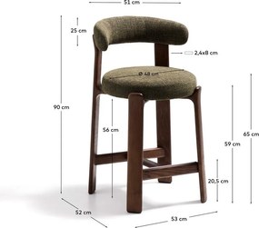 Zöld-sötét natúr színű kőrisfa bárszék (ülésmagasság 65 cm) Granite – Kave Home